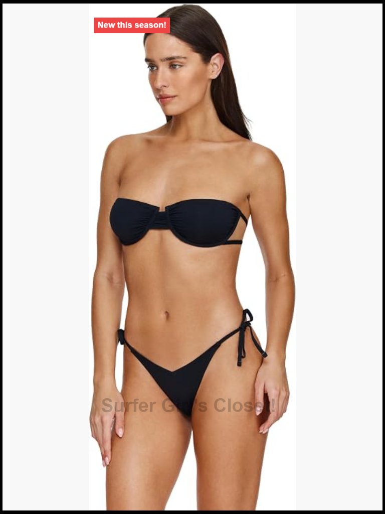 Underwire Bandeau Bikini Top - Removable Adjustable Straps, Back Hook Closure